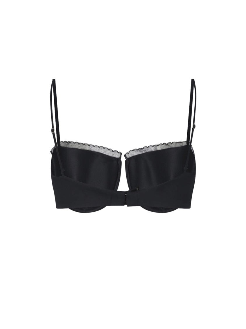 Givenchy Black Silk Blend Lace Trim Top