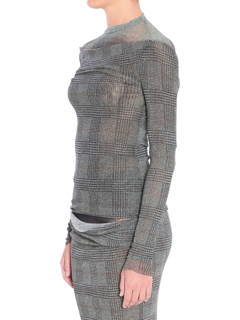 Jean Paul Gaultier Grey Prince Of Wales Mesh Top