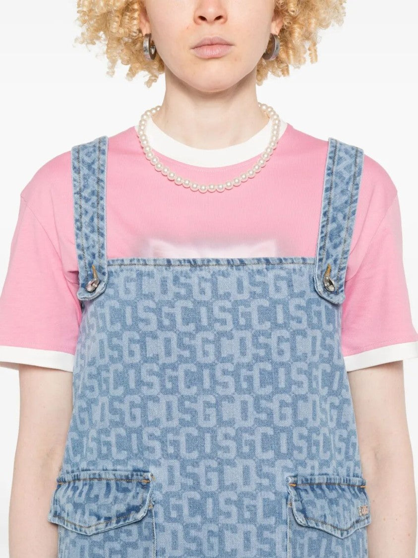 Gcds `Monogram` Denim Pockets Dress