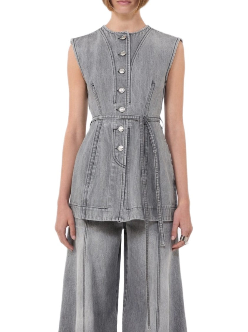 Max Mara Structured Sleeveless Jacket With Belted Waist