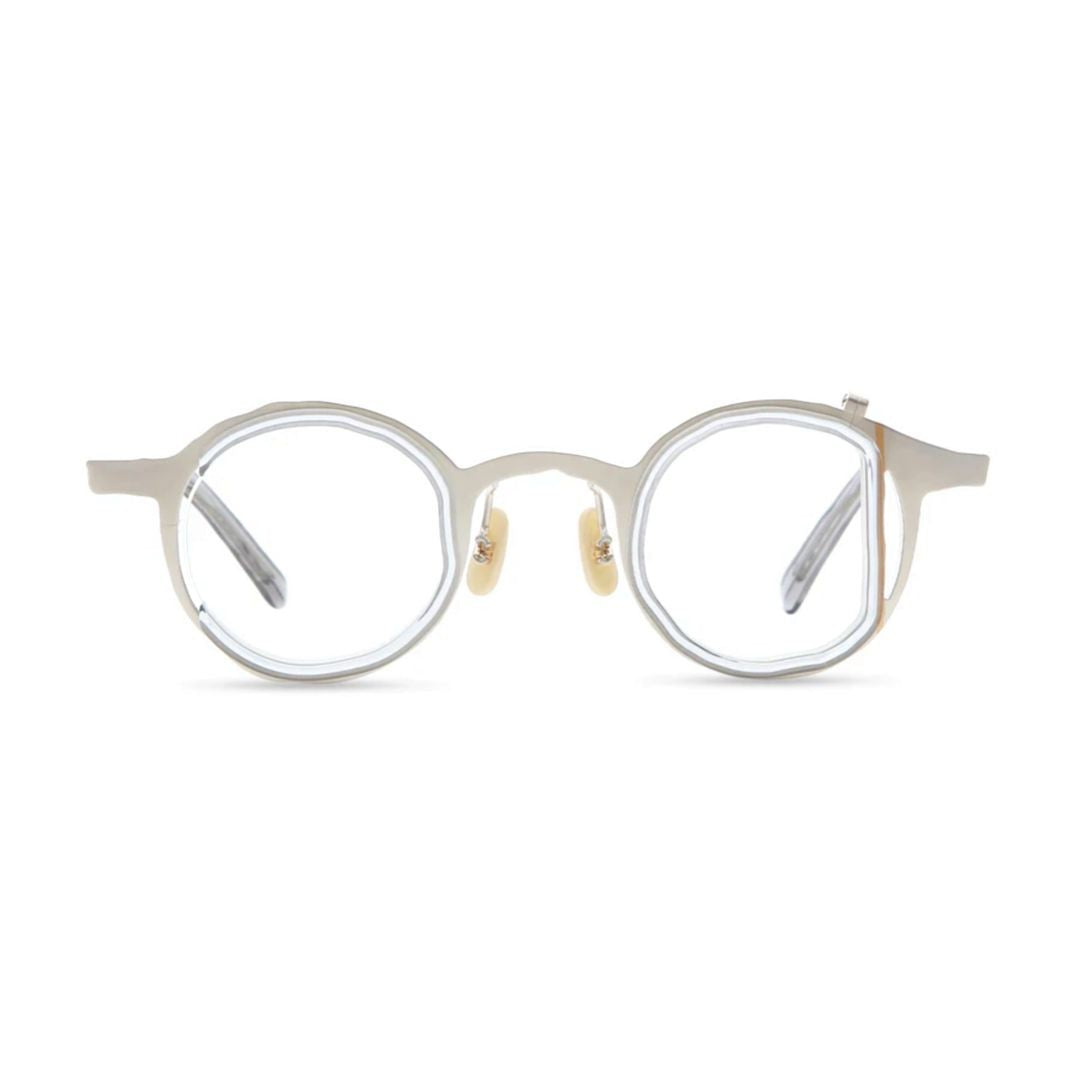 Masahiro Maruyama Geometric Round Titanium Eyeglasses With Metallic Finish