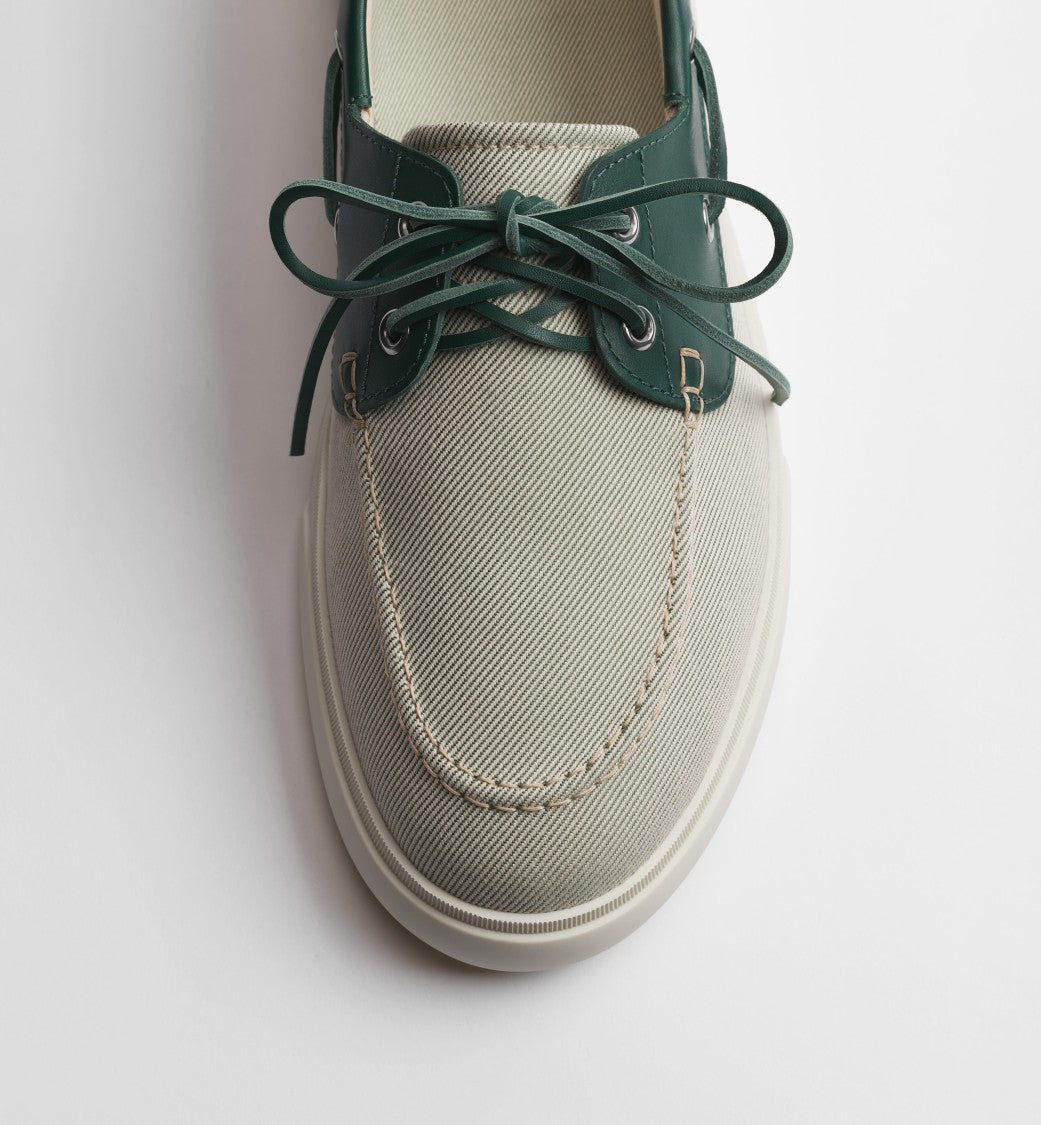 Christian Dior Classic Boat Shoe-Style Sneakers With Textured Beige Fabric