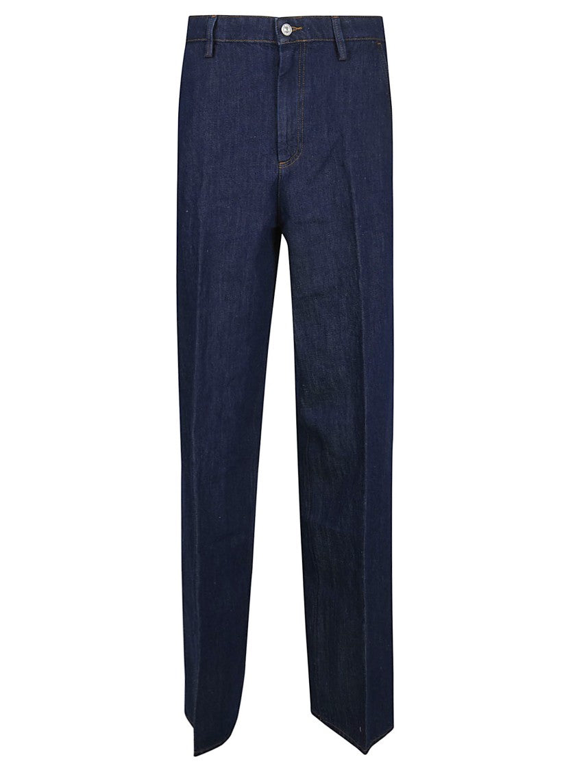 7 For All Mankind High-Waisted Wide Cotton-Linen Trousers