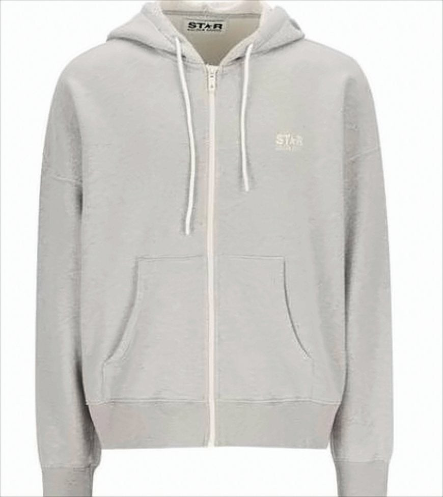 Golden Goose Light Grey Zip-Up Hoodie With Subtle Logo