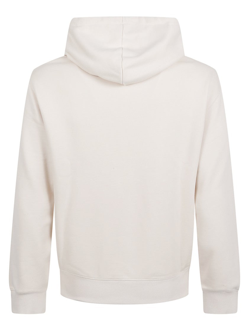 Maison Kitsuné Lightweight White Hoodie With Embroidered Fox Emblem