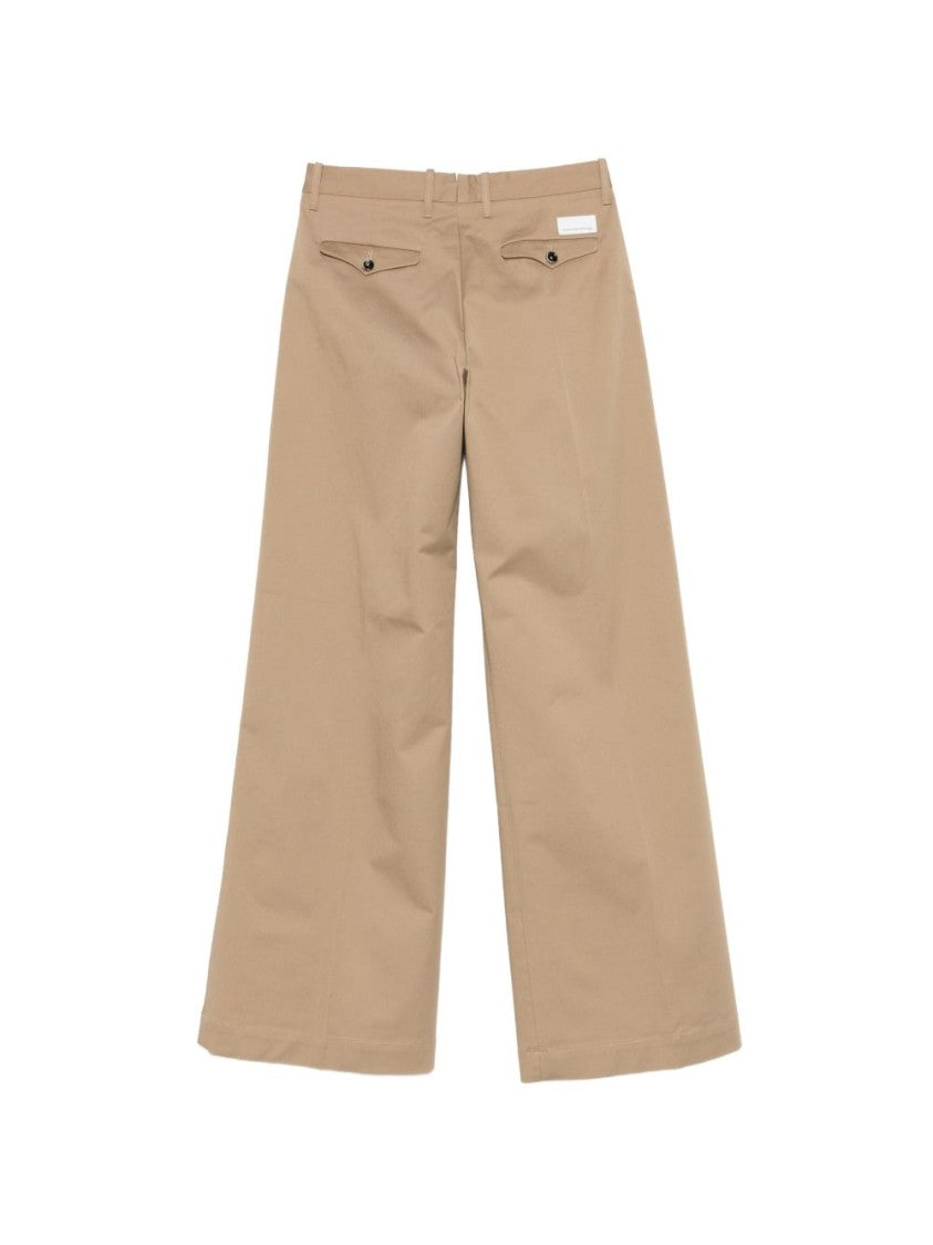 Nine In The Morning Taupe Straight-Leg Pants With Button Fastening And Belt Loops