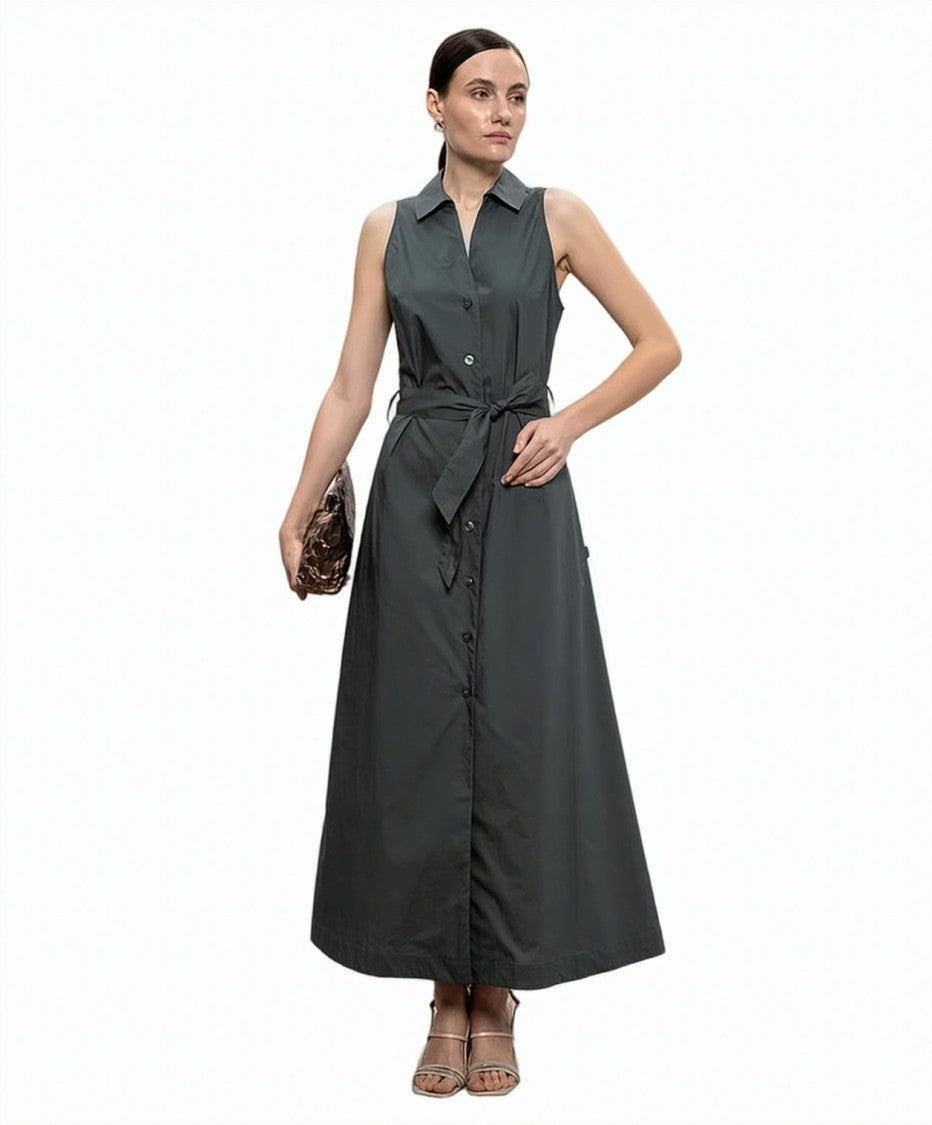 Woolrich Midi Shirt Collar Belted Dress