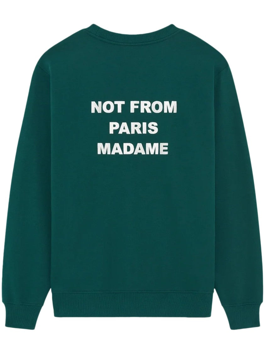 Drôle De Monsieur Deep Green Crew Neck Sweatshirt With Graphic Slogans