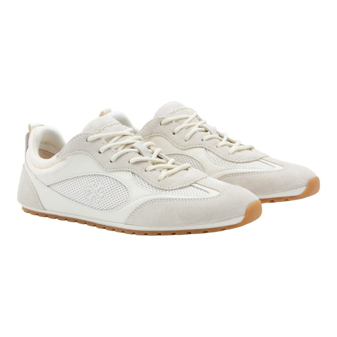 Tory Burch Low-Profile White Sneakers With Suede Overlays