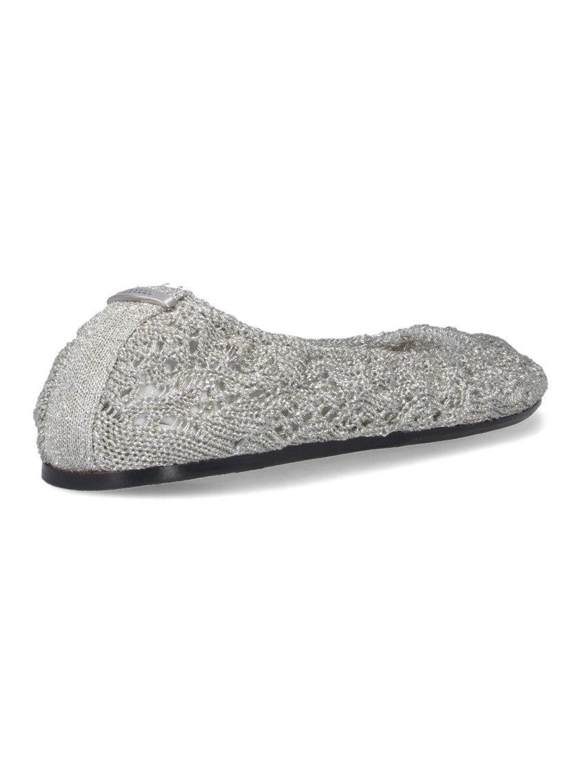 Isabel Marant "Belna" Crochet Ballet Flats – Silver