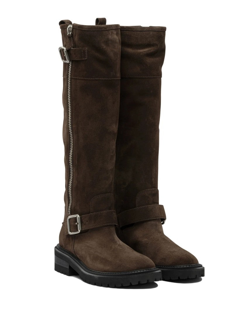 Via Roma 15 High Zip Biker Boots With Adjustable Ankle Straps