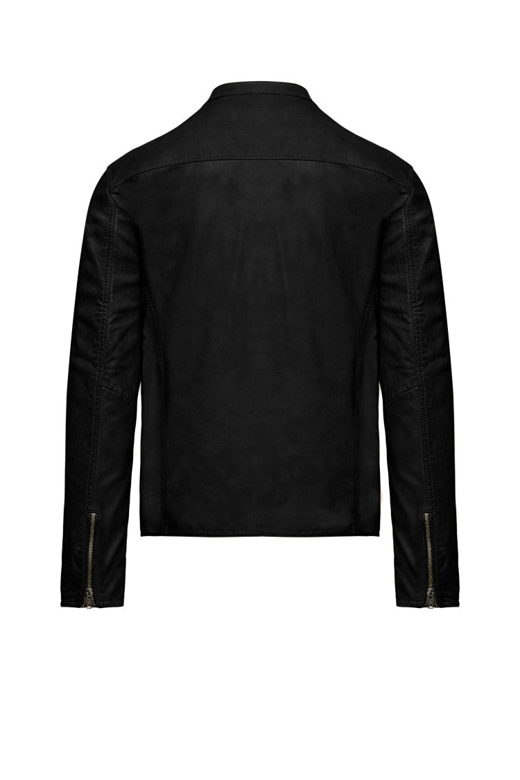 Bomboogie Genuine Lambskin Jacket Stand-Up Collar Silhouette