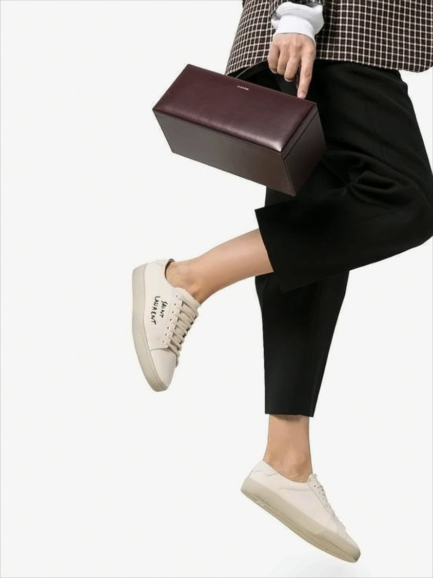 Saint Laurent Low-Top Sneakers With Canvas Upper And Leather Accents