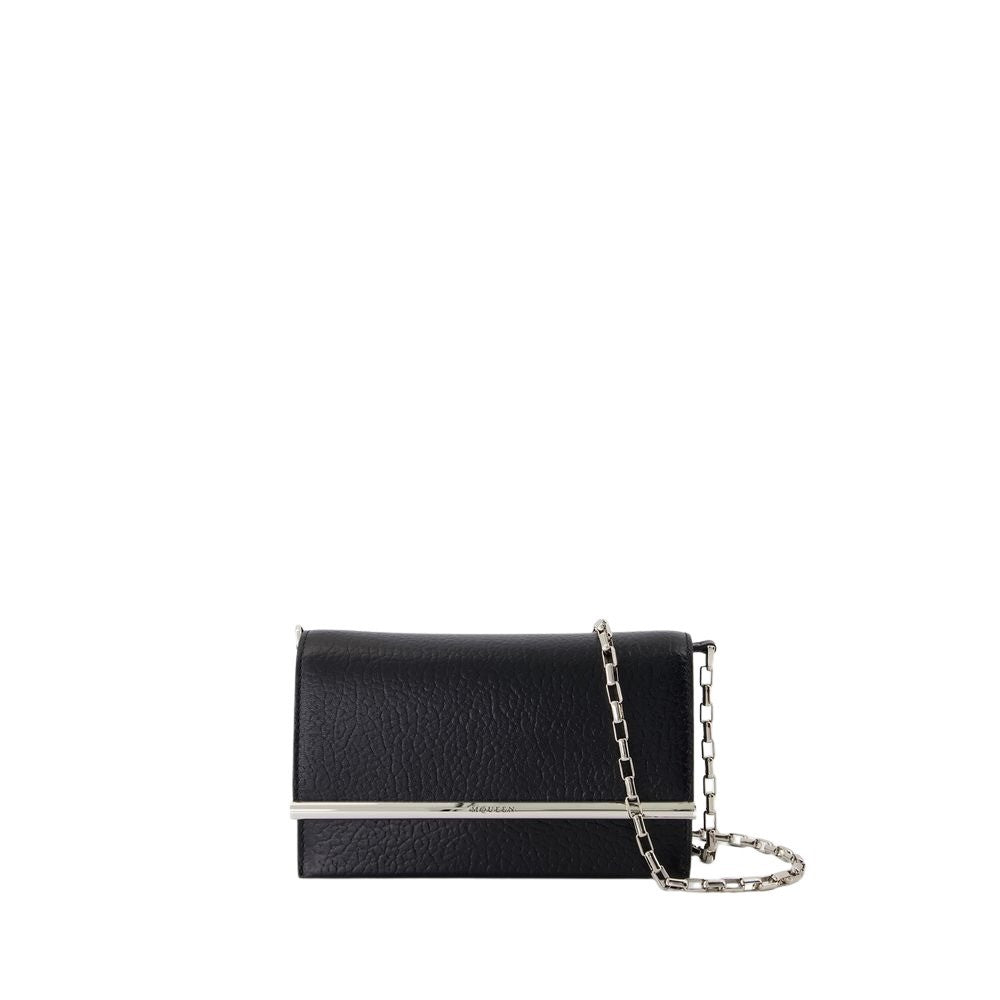 Alexander Mcqueen Mini Cross Bar Purse - Leather - Black/Silver