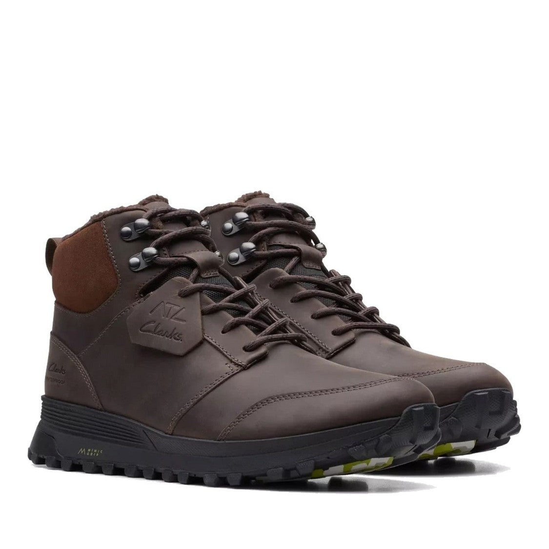 Clarks Atl Trek Up Wp Brown Lace-Up Padded Collar Leather Boots