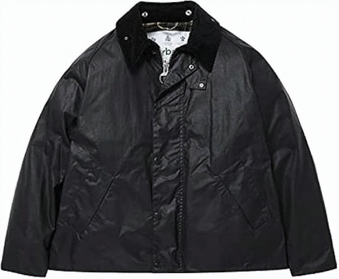 Barbour Waxed Cotton Transport Jacket With Textured Collar