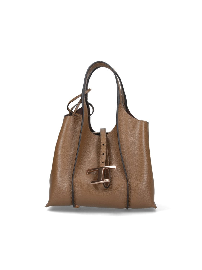 Tod's Small Brown Pebbled Leather Shoulder Bag