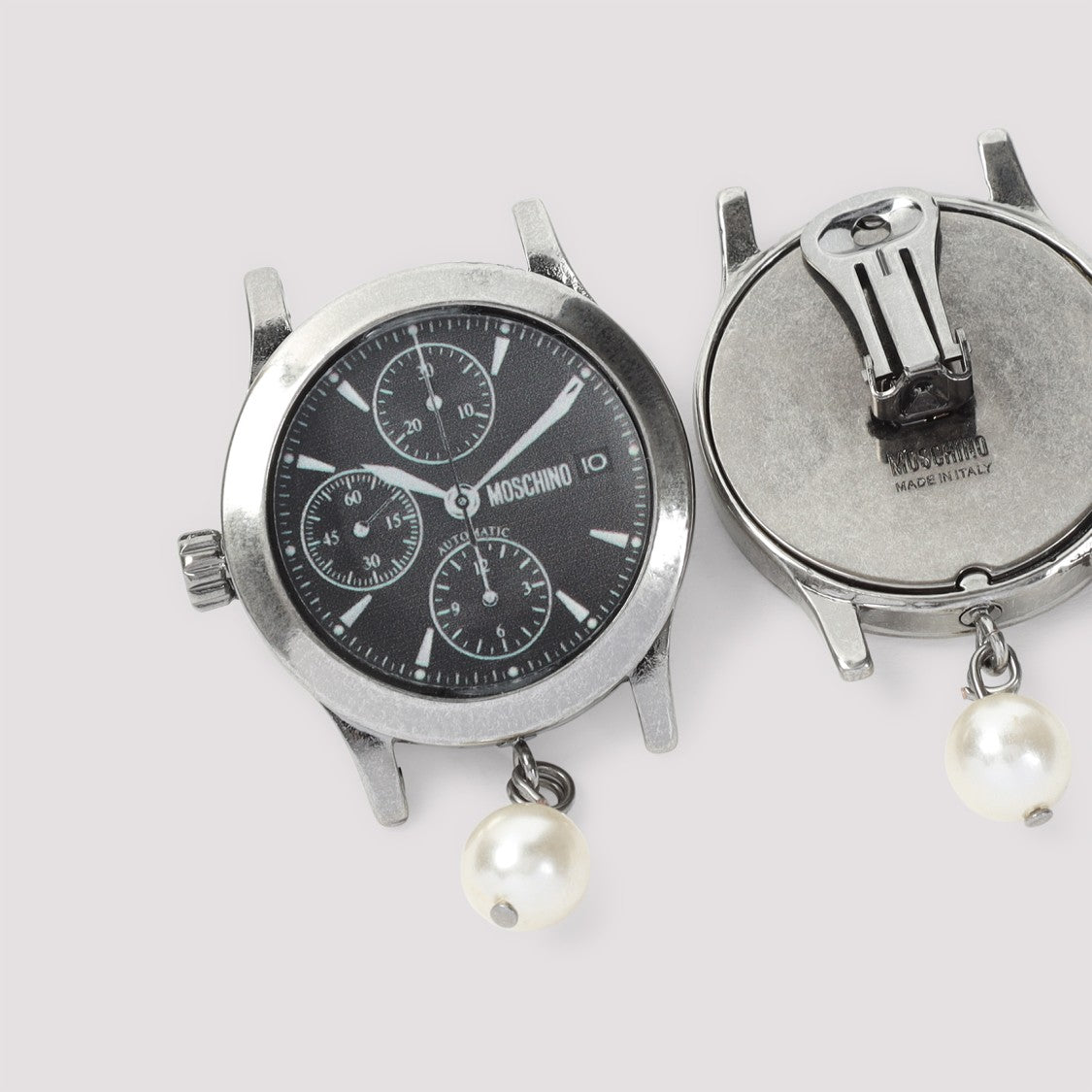 Moschino Watch-Inspired Brass Earrings