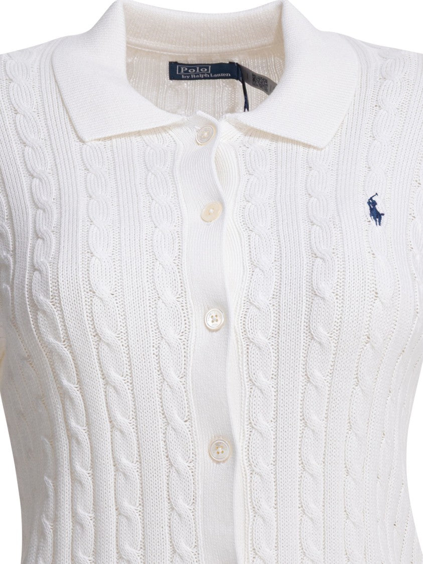 Polo Ralph Lauren Button-Down White Cable Knit Cardigan