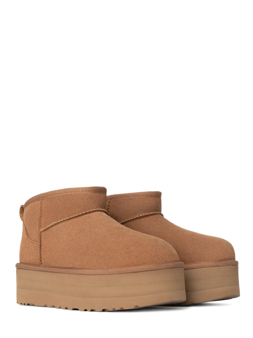 Ugg Suede Leather Ultra Mini Platform Ankle Boots
