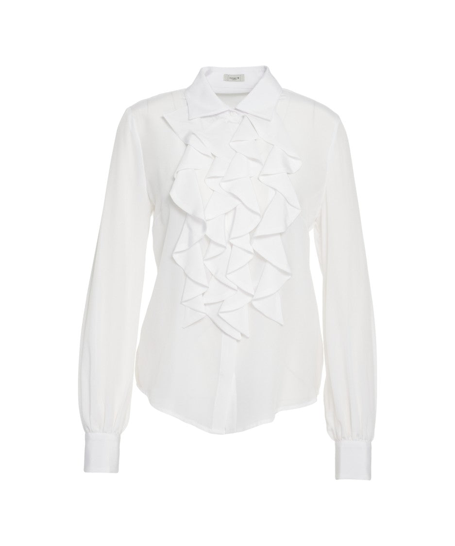 Himon's Blouse With Voluminous Ruffles And Classic Collar
