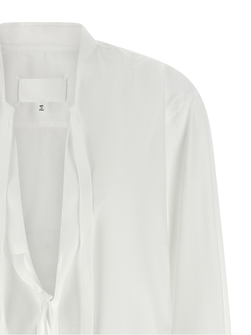 Maison Margiela V-Neck Poplin Shirt With Raw Trim