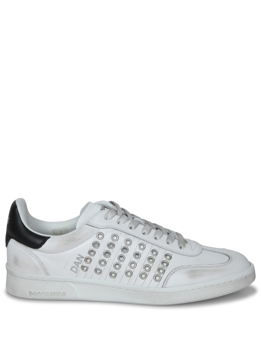 Dsquared2 Premium Calf Leather Sneakers With Metallic Studs