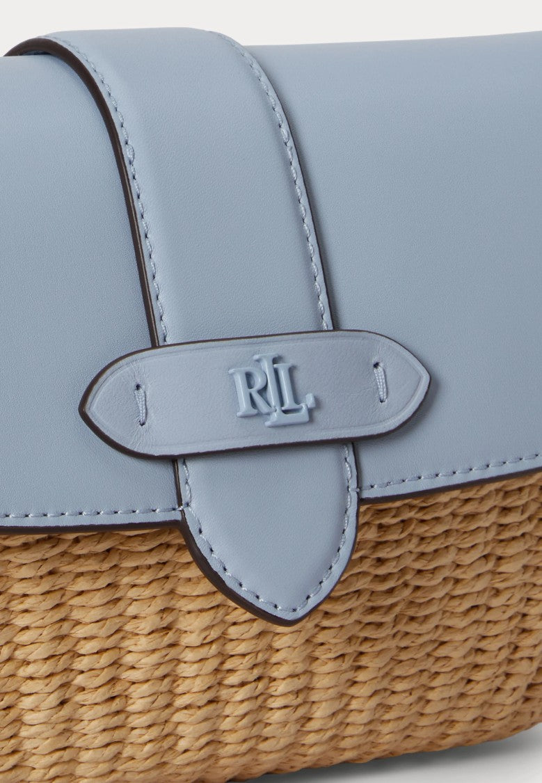 Lauren Ralph Lauren Woven Straw Shoulder Bag With Smooth Flap