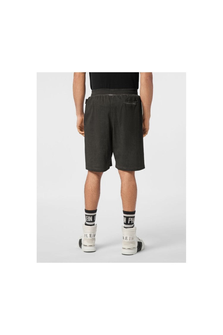 Philipp Plein Black Cotton Drawstring Shorts