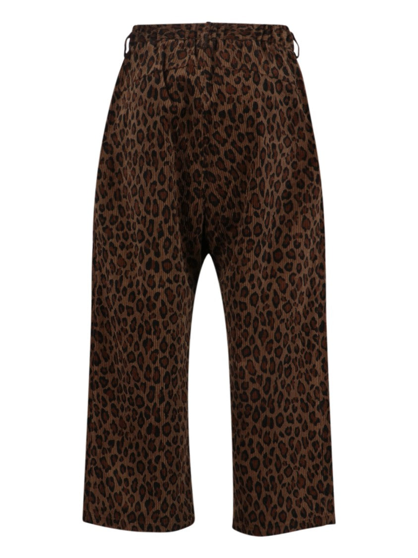 Sibel Saral Cropped Trousers With Bold Leopard Print