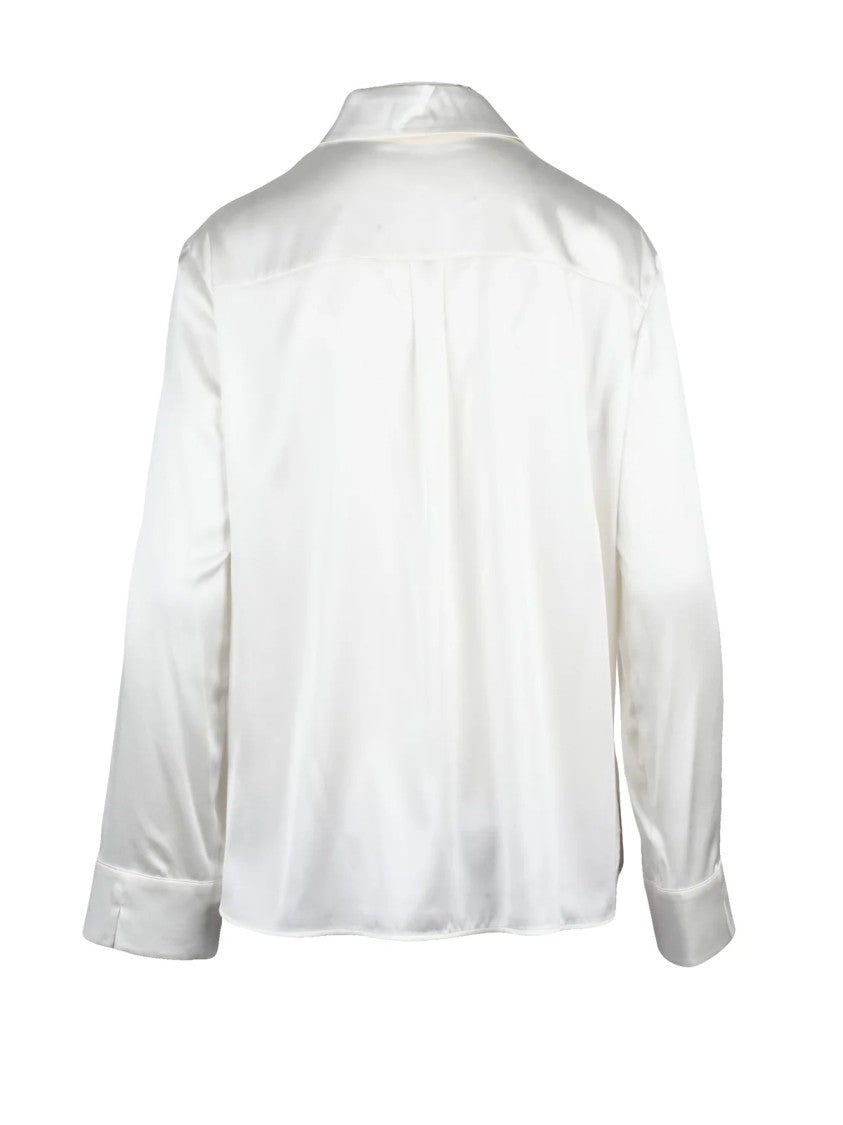 Mm By Max Mara White Stretch Silk Satin Shirt