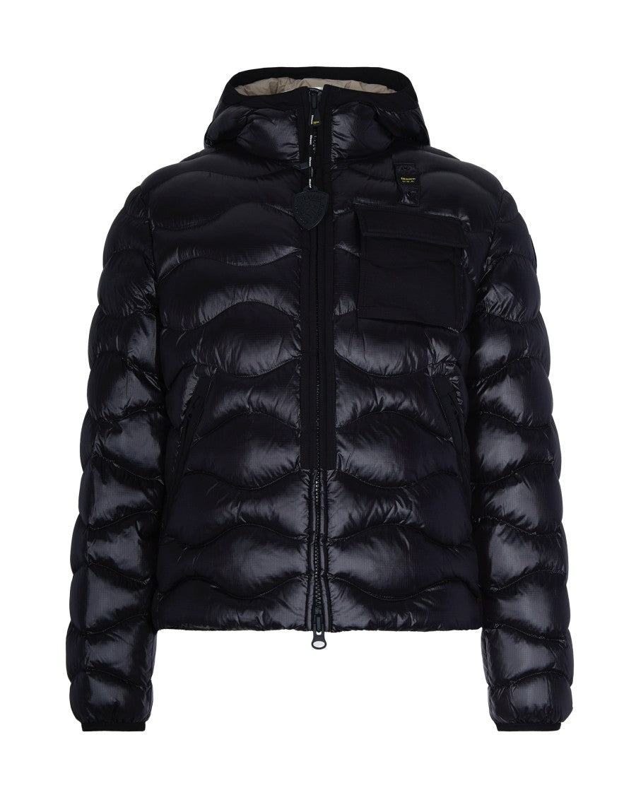 Blauer Black Bryant Glossy Quilted Nylon Down Jacket