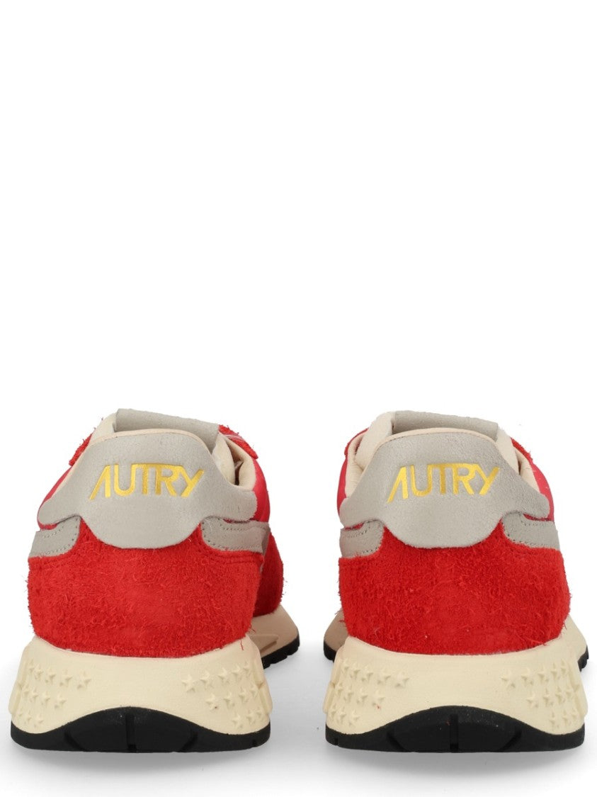 Autry Red Reelwind Low Suede Overlay Sneakers