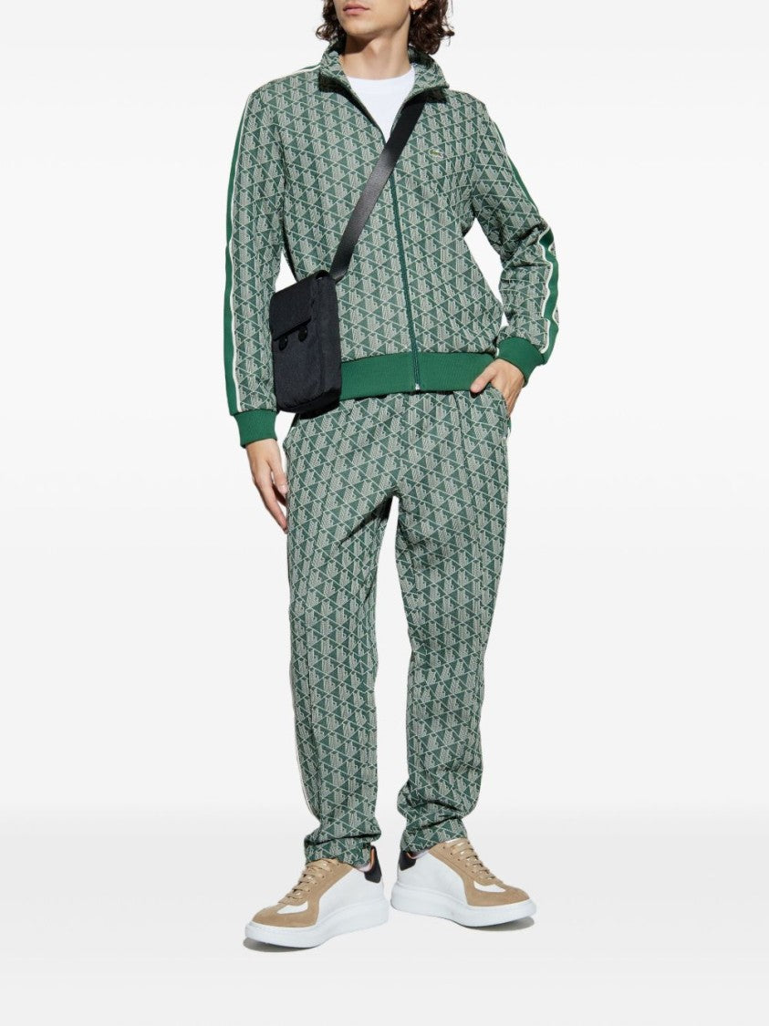 Lacoste Geometric Print Pants With Side Stripes And Elasticated Waistband