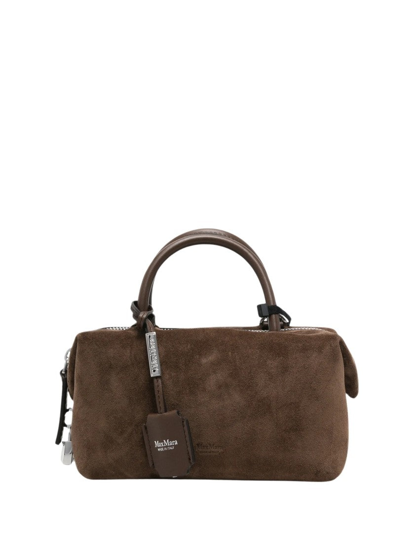 Max Mara Brown Holdallsling Mini Suede Duffel Bag