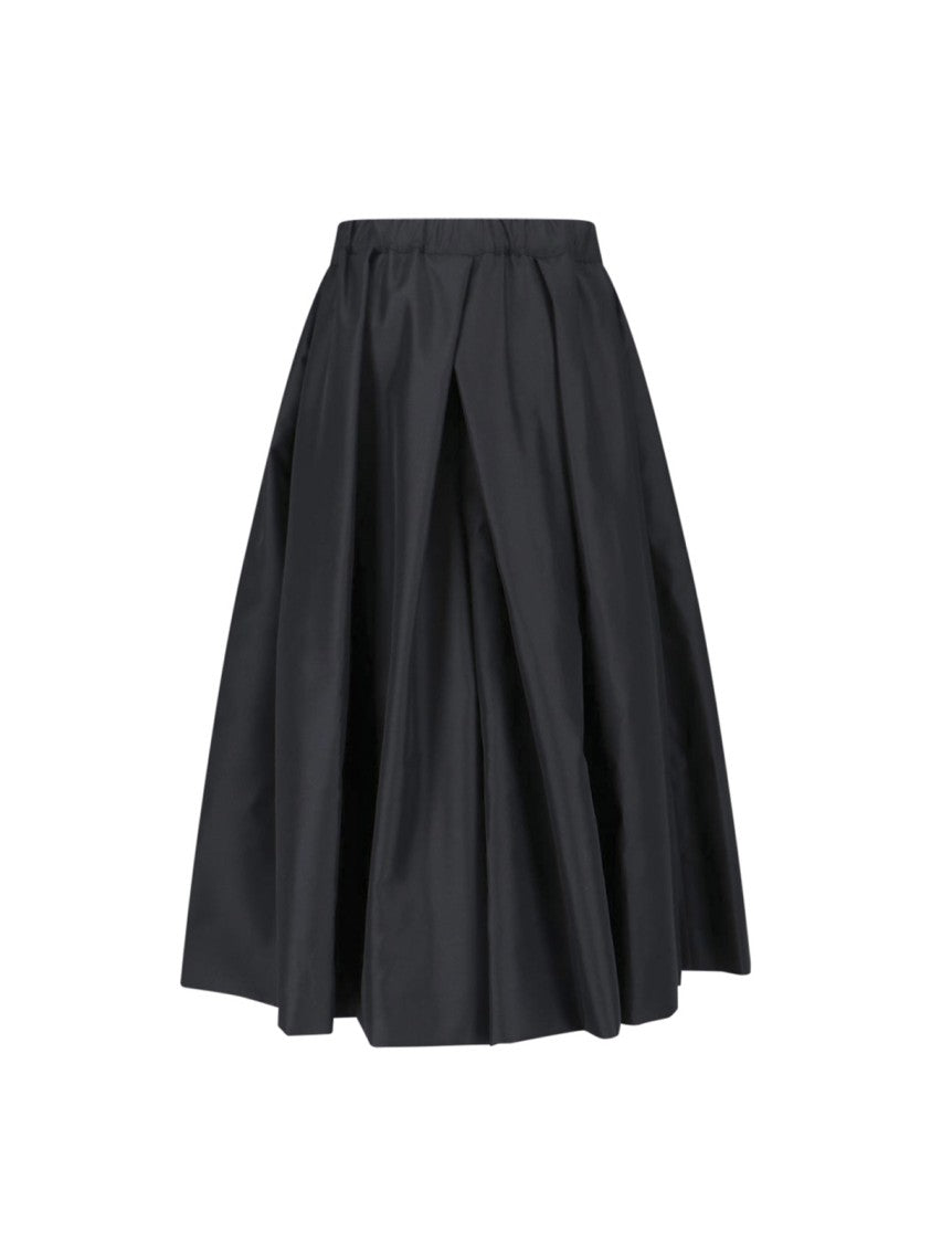 Comme Des Garçons Gathered Black Midi Skirt With Elastic Waistband