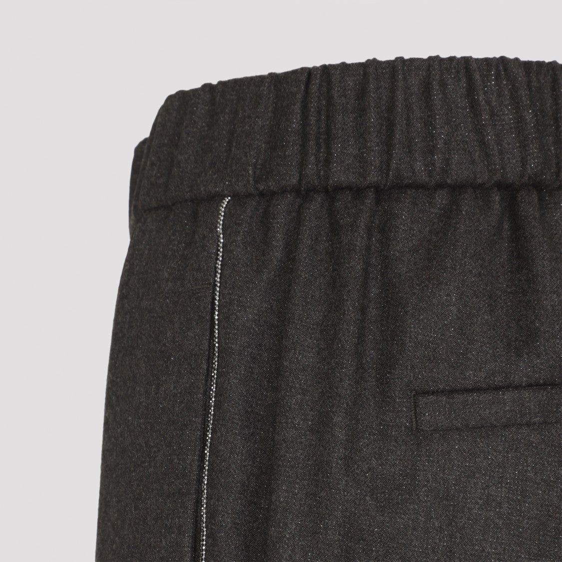Peserico Straight-Leg Brown Virgin Wool Pants With Lurex Details