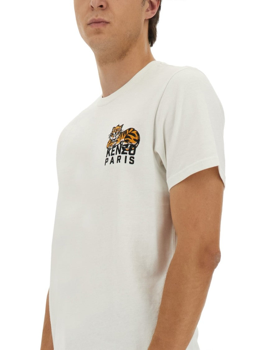 Kenzo Slim Fit T-Shirt With Vibrant Tiger Graphic