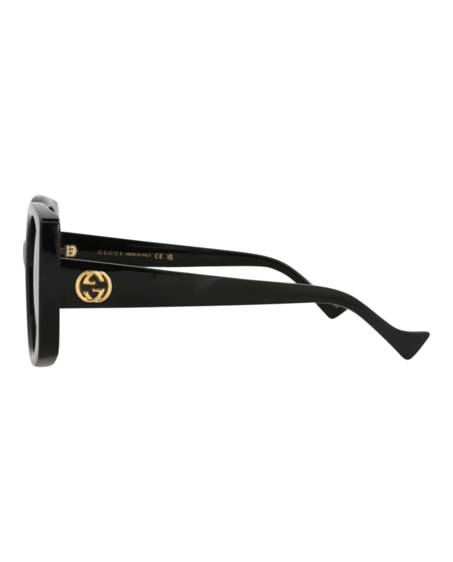Gucci Round-Oval Frame Sunglasses With Designer Accents
