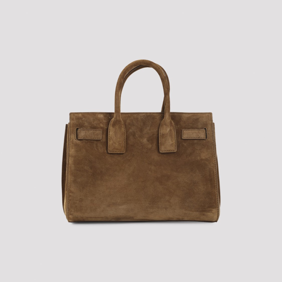 Saint Laurent Structured Suede Calf Leather Handbag