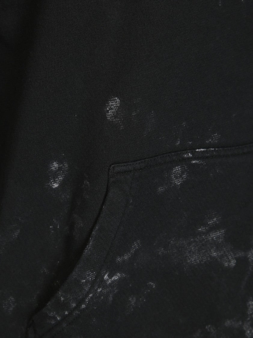 Diesel Distressed Black Hoodie With Kangaroo Pocket