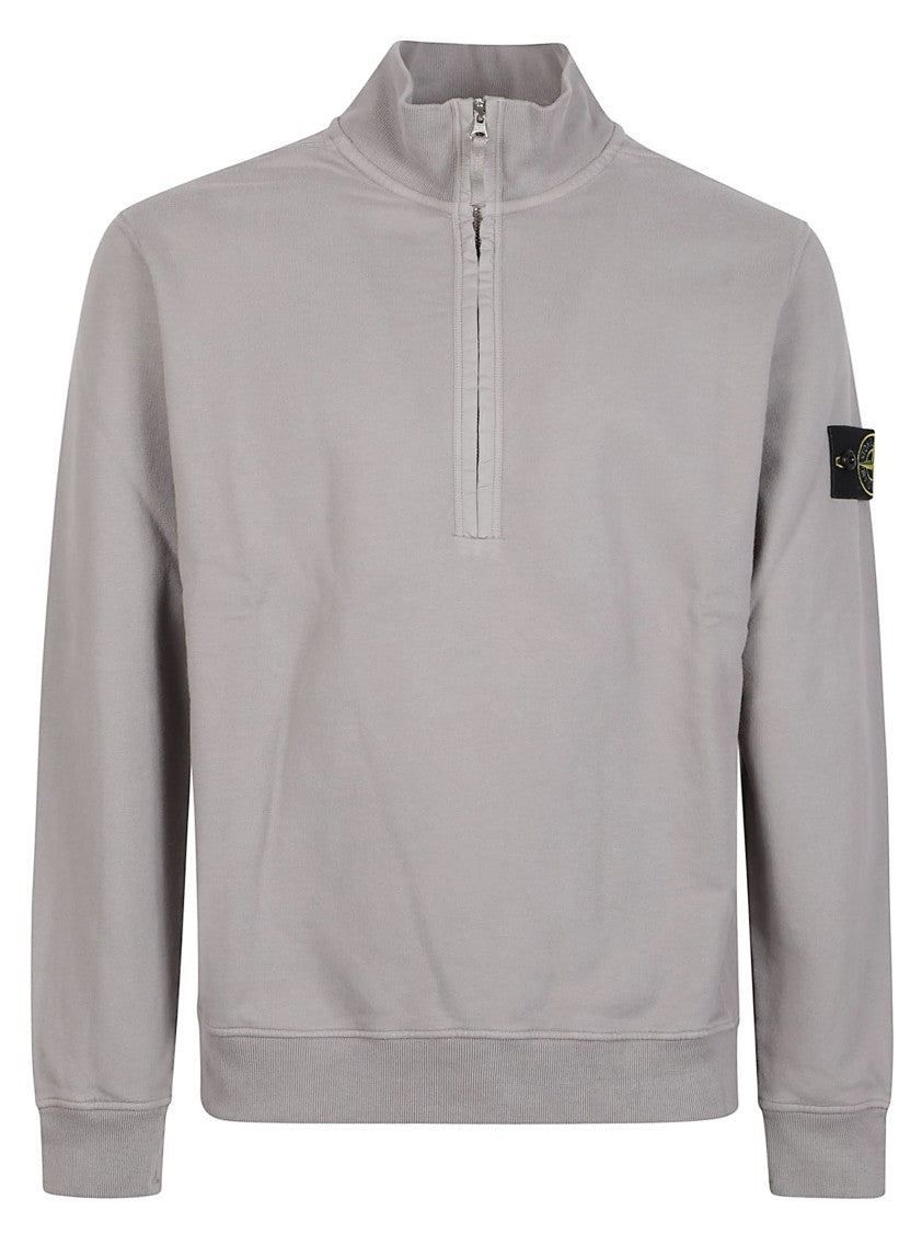Stone Island Half-Zip Stand Collar Cotton Sweatshirt
