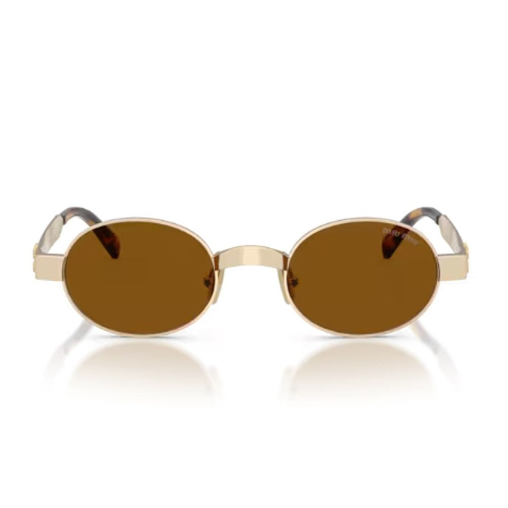 Miu Miu Compact Oval Sunglasses With Satin Gold-Tone Frame