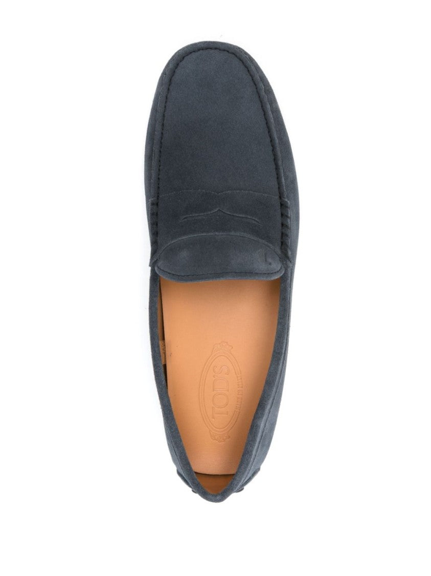 Tod's Navy Blue Penny Slot Rubber Sole Flats