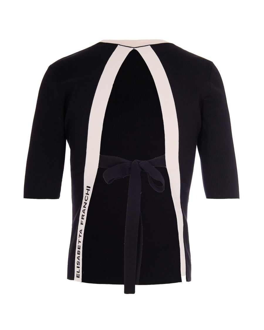 Elisabetta Franchi Knitted Top With Viscose Bands