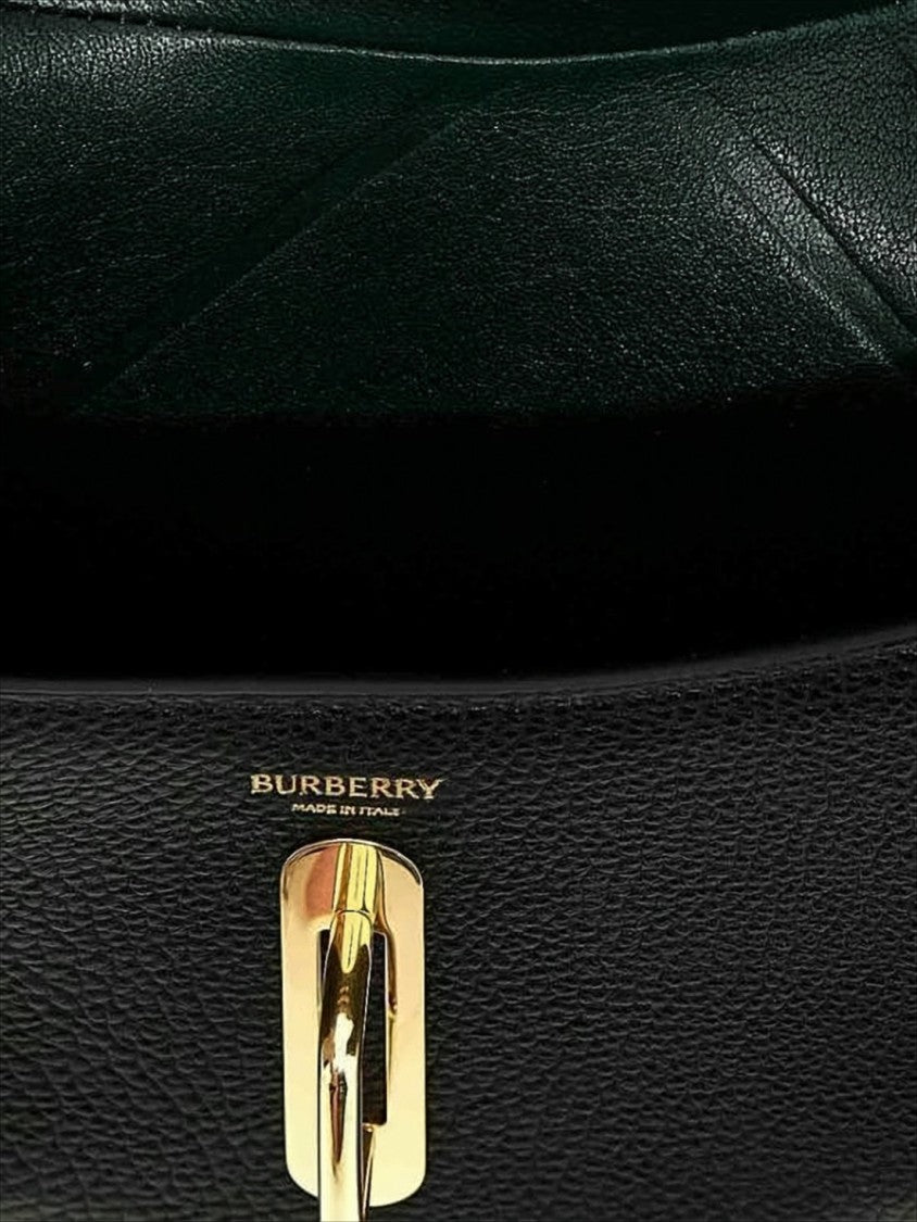 Burberry Curved Black Cowhide Leather Shoulder Bag