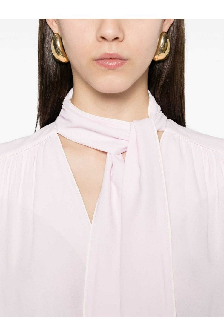 Elisabetta Franchi Pink Tie-Neck Viscose Blouse