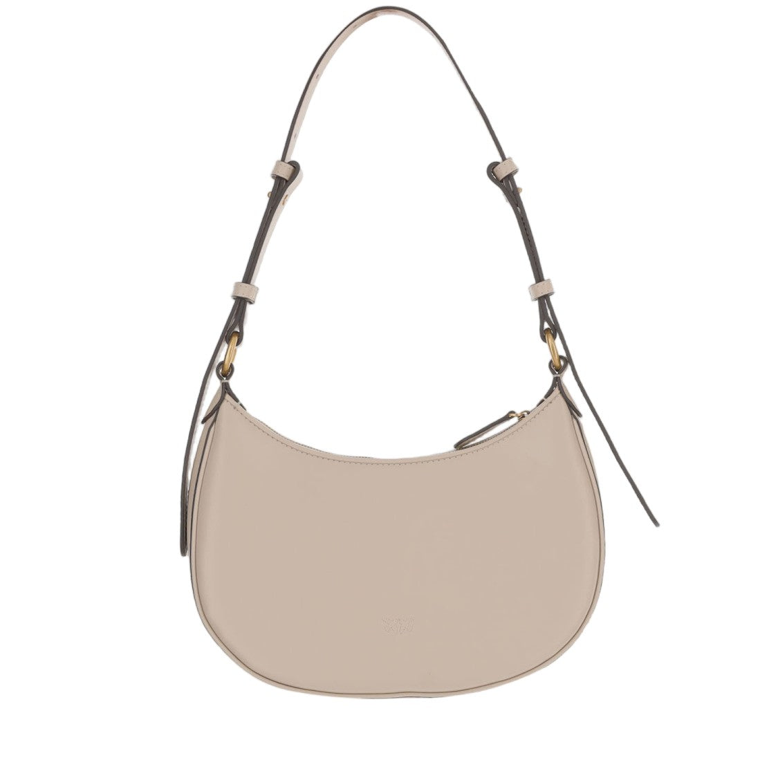 Pinko Simply Mini Love Beige Half Moon Leather Shoulder Bag