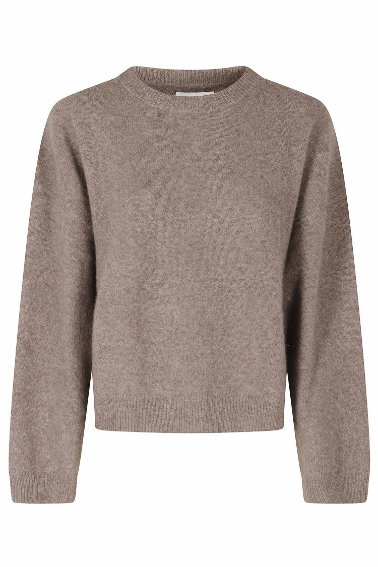 Loulou De Saison Tristan Ashes Melange Wool-Yak Boxy Crewneck Sweater