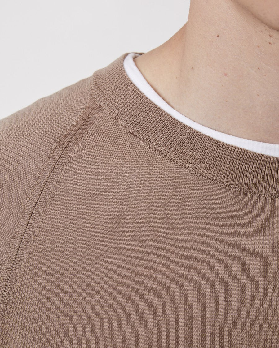 Officine Generale Raglan Sleeve Crewneck Sweater With Side Slits
